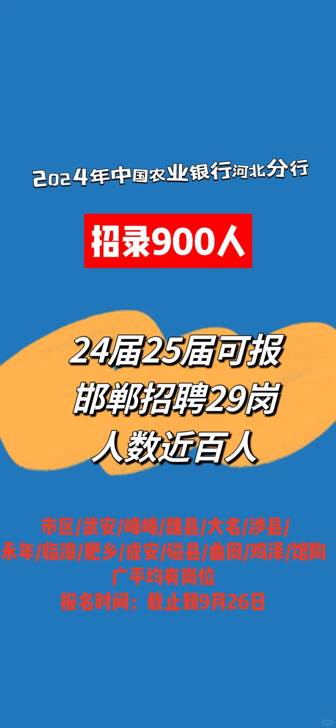 24中国农业银行河北分行招录900人