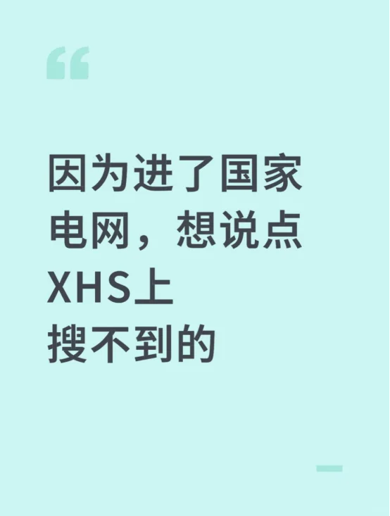 因为进了国家电网，想说点XHS上搜不到的