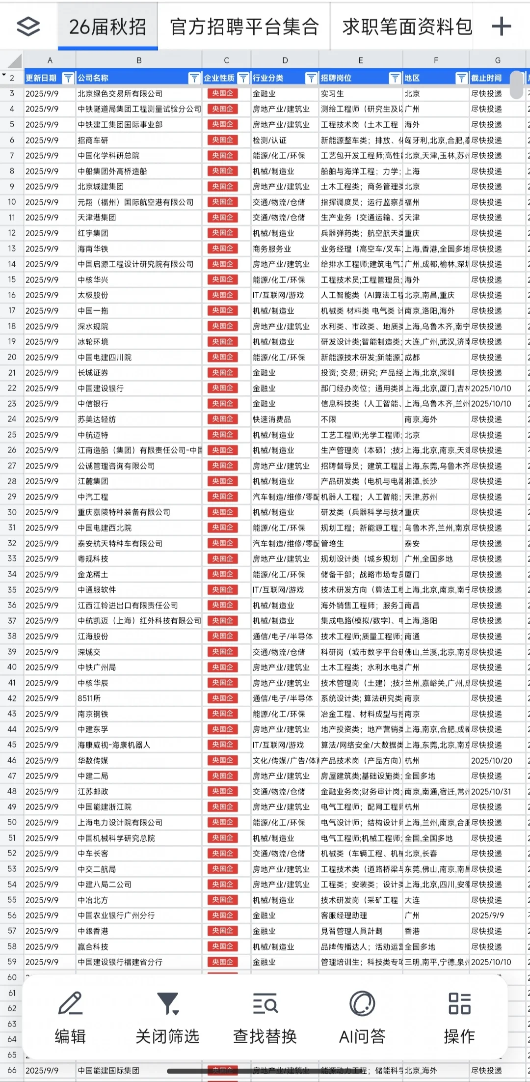 2026届秋招网申信息汇总（9.11版）