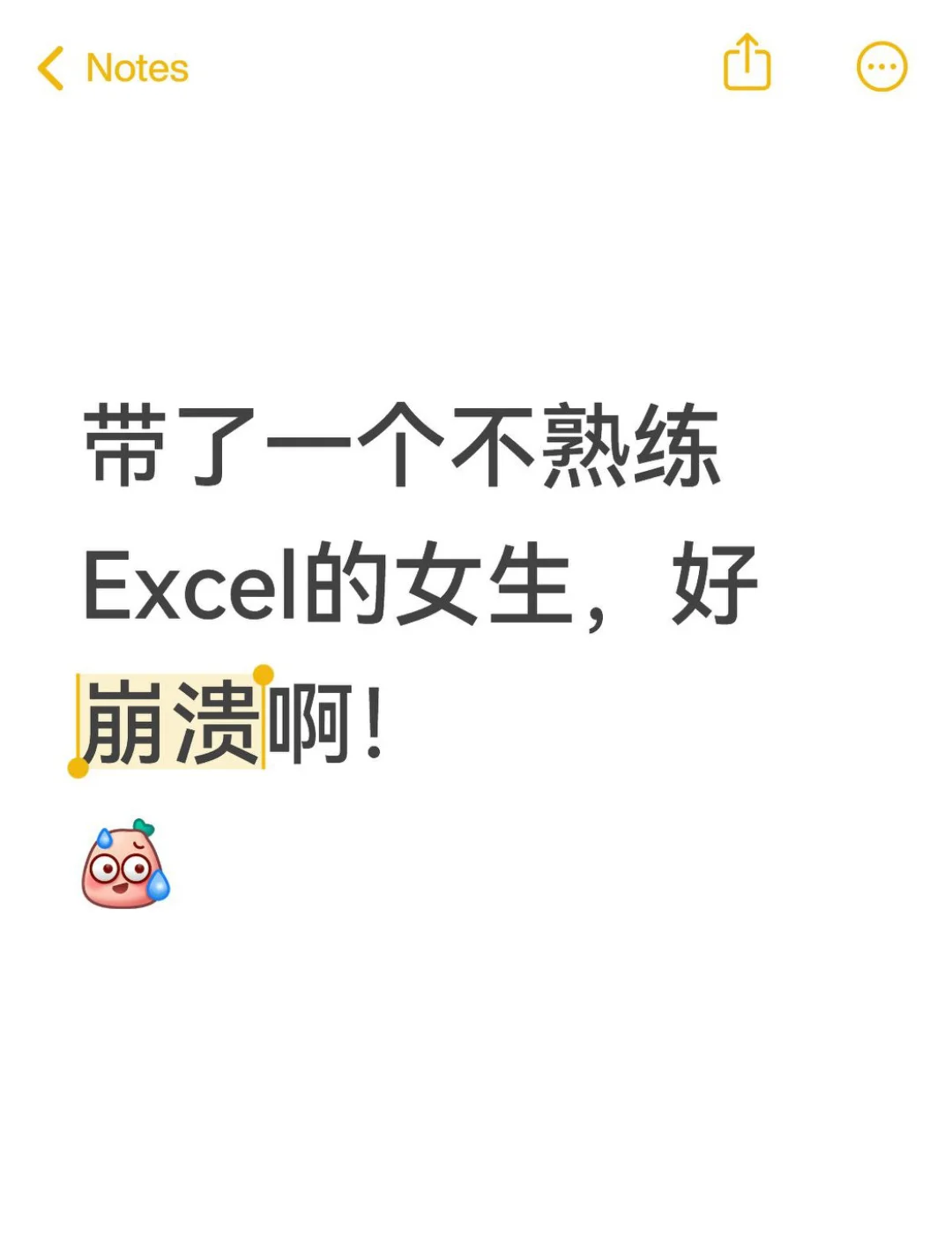 带了一个不熟练 excel 的女生，好崩溃啊！