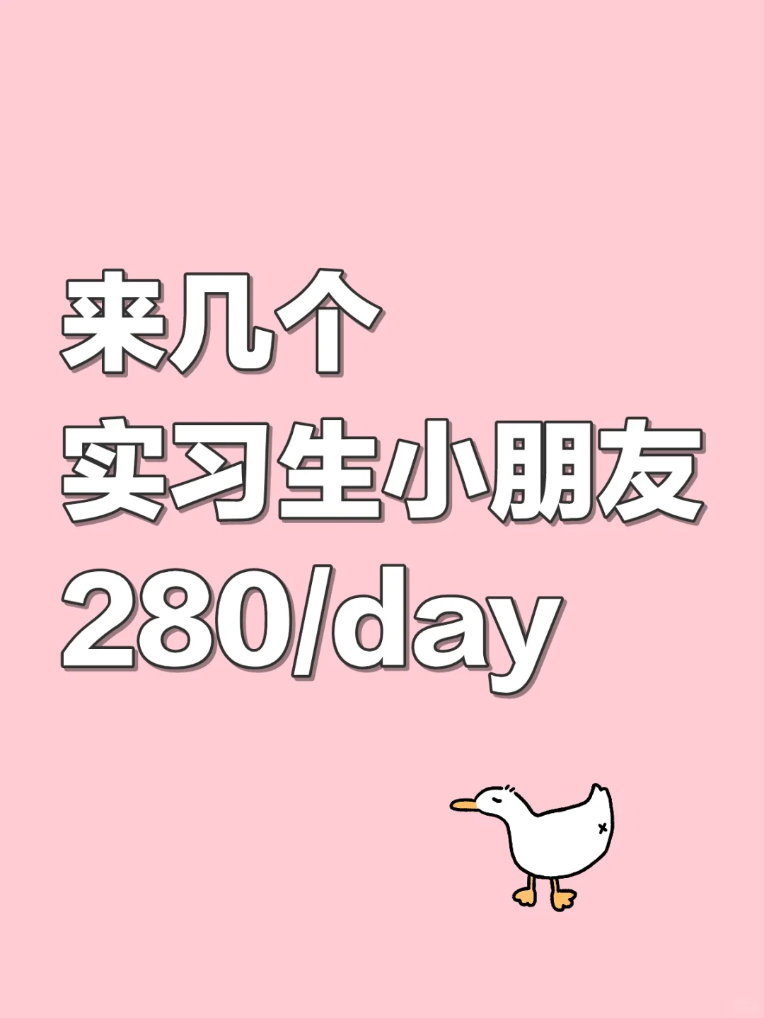 来几个实习生小朋友，280/day