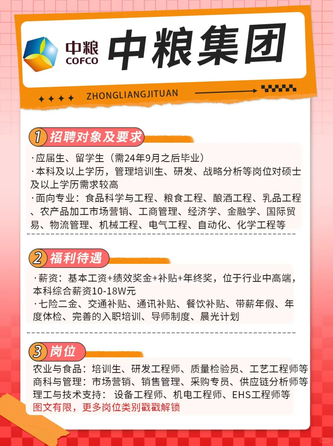中粮集团25秋招开始啦！应届生、留学生速