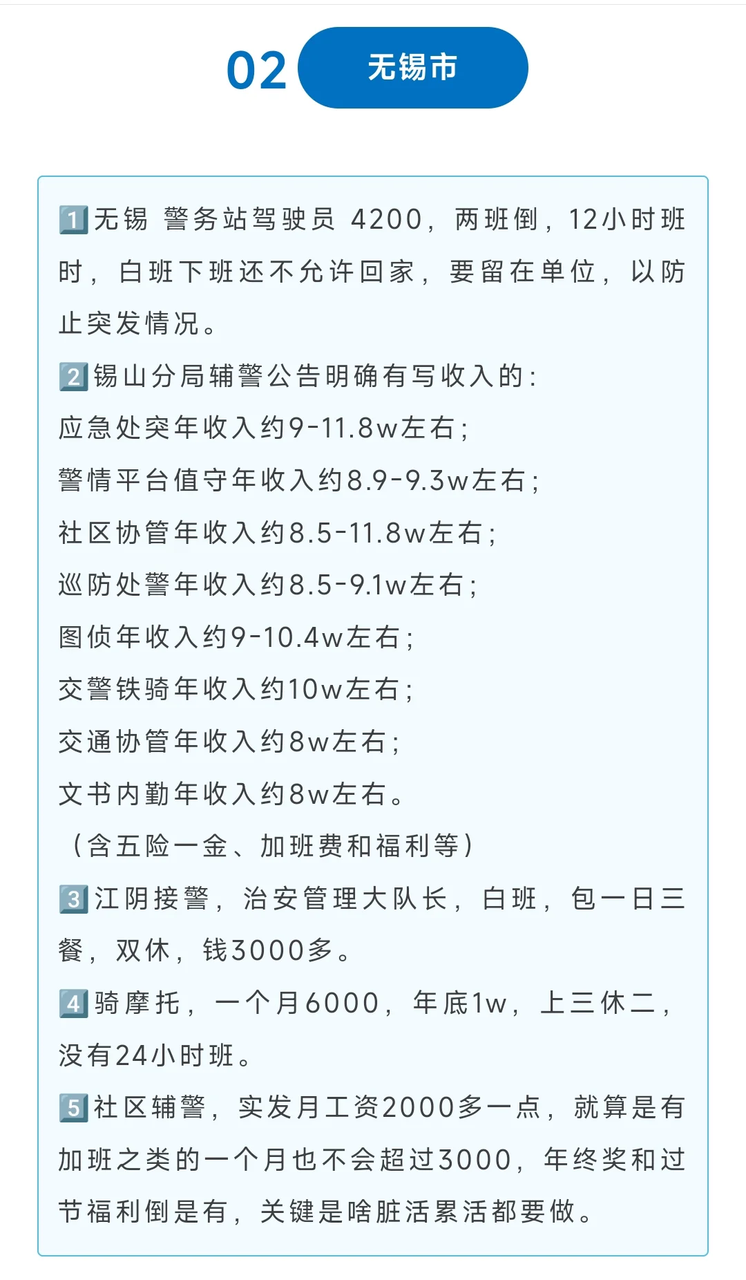 江苏各地辅警薪资待遇