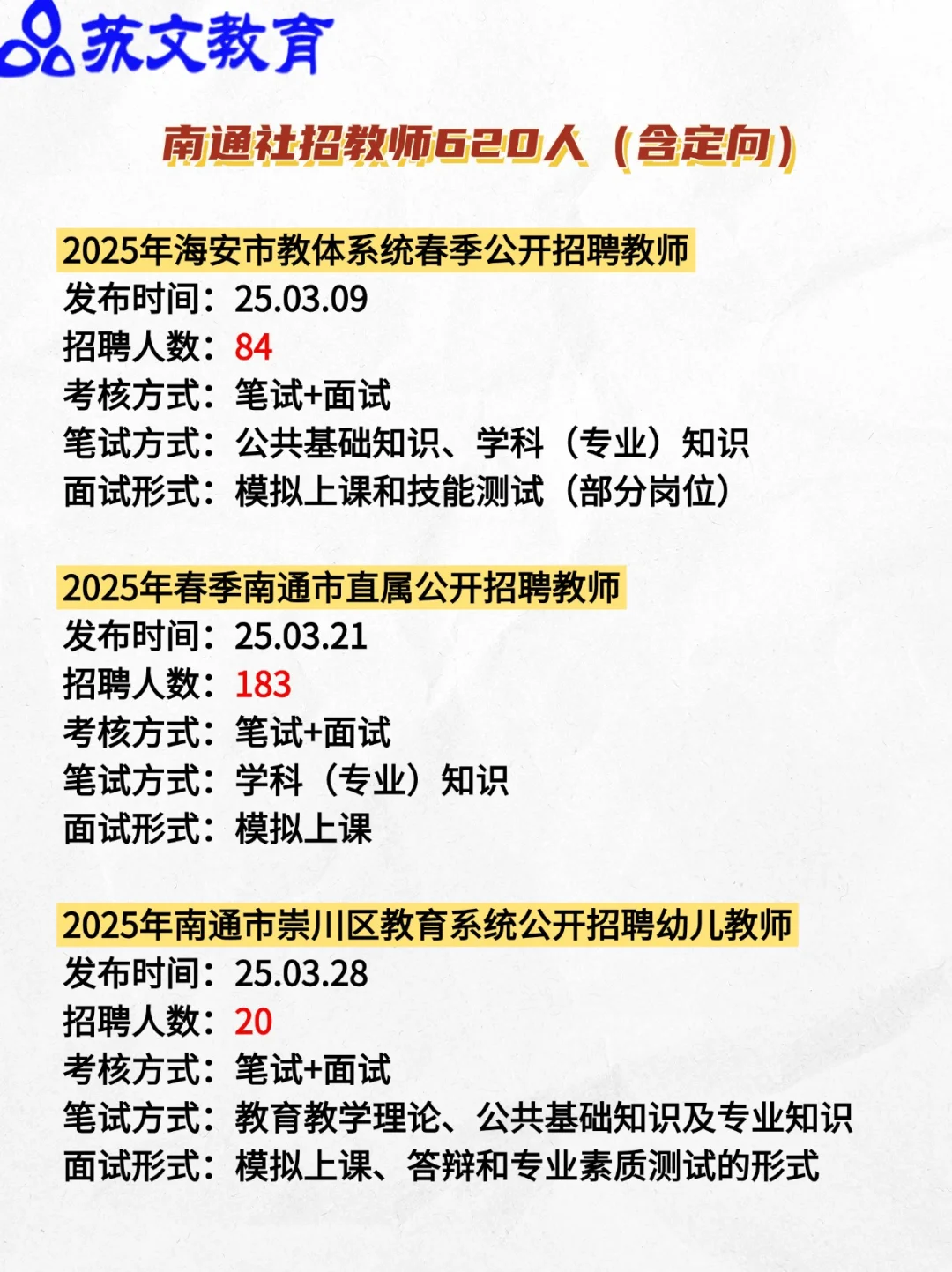 2025南通教招（校招+社招）公告汇总