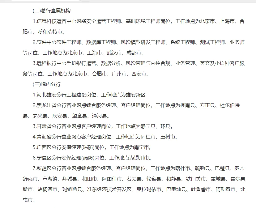 2025中国银行社会招聘247人公告