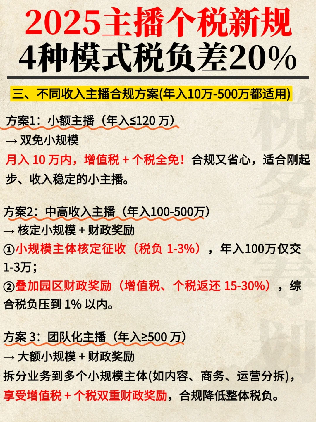 2025主播个税新规🔥4种模式税负差20%