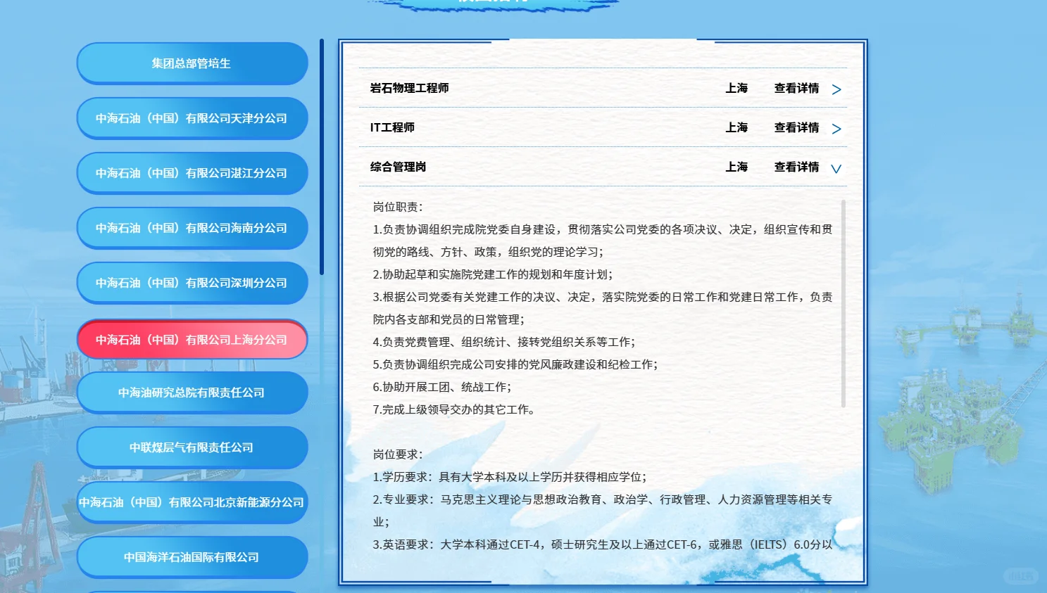 三桶油党建岗招聘（已出中石油+中海油）