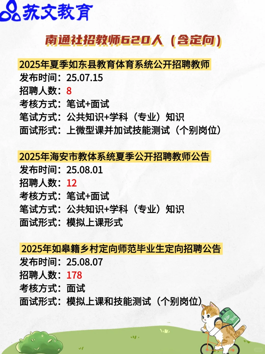 2025南通教招（校招+社招）公告汇总