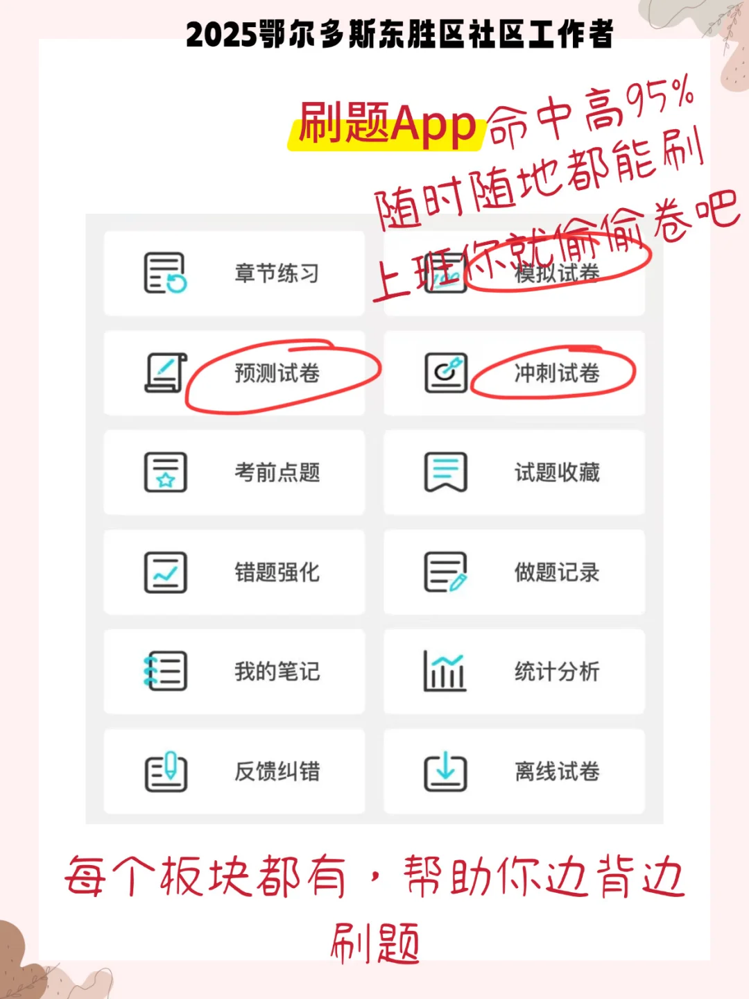 提醒一下鄂尔多斯东胜区社区招聘，背完85+