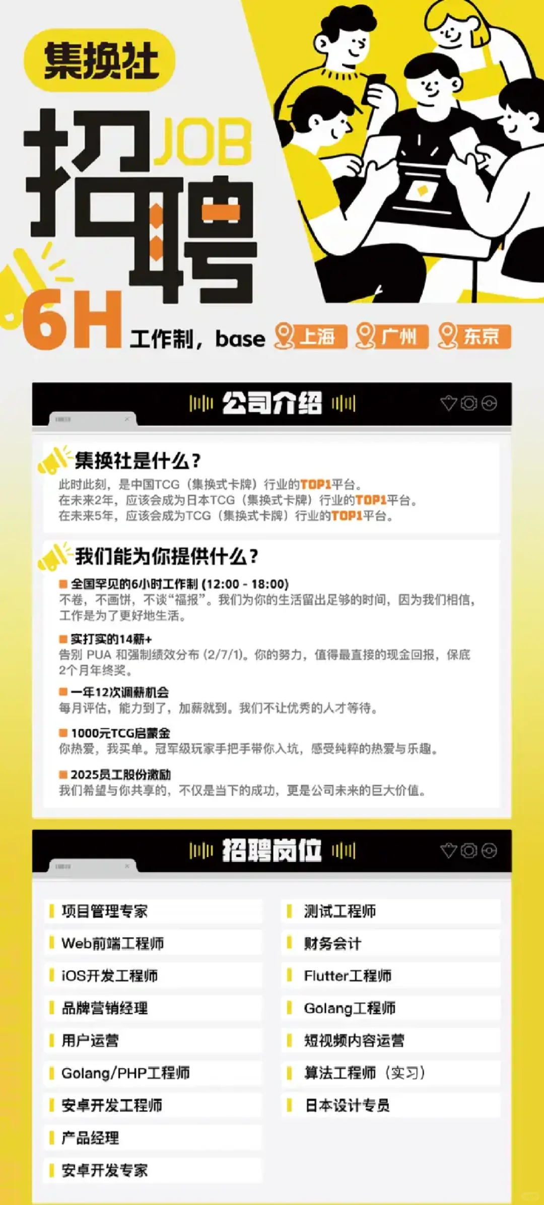 互联网招聘｜全国罕见6小时工作制 · 14薪