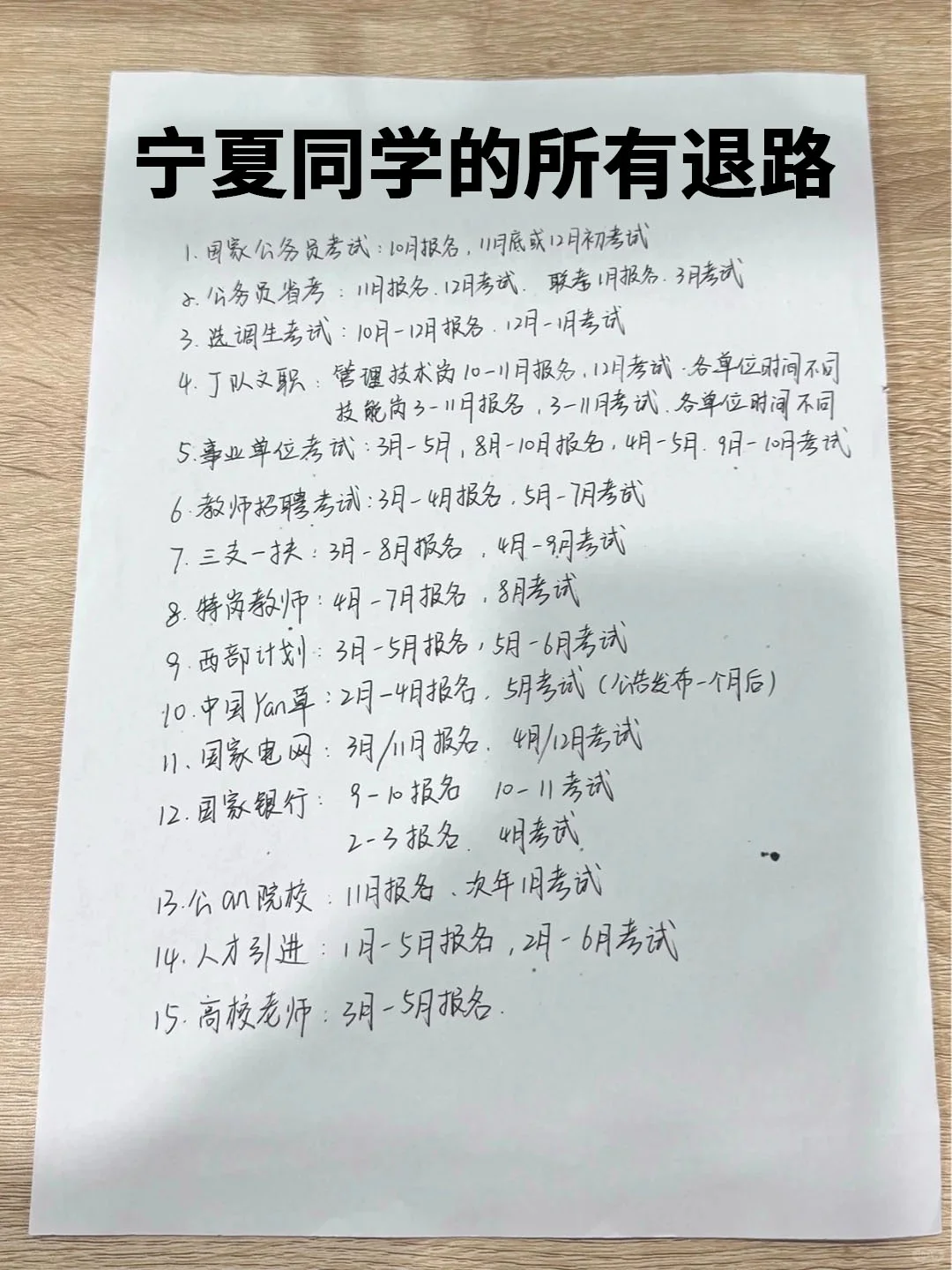 宁夏同学的所有退路！！
