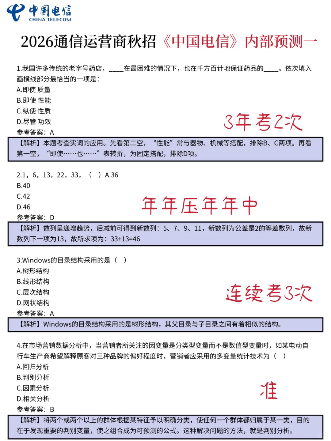 中国电信秋招笔试今年是真放水啊