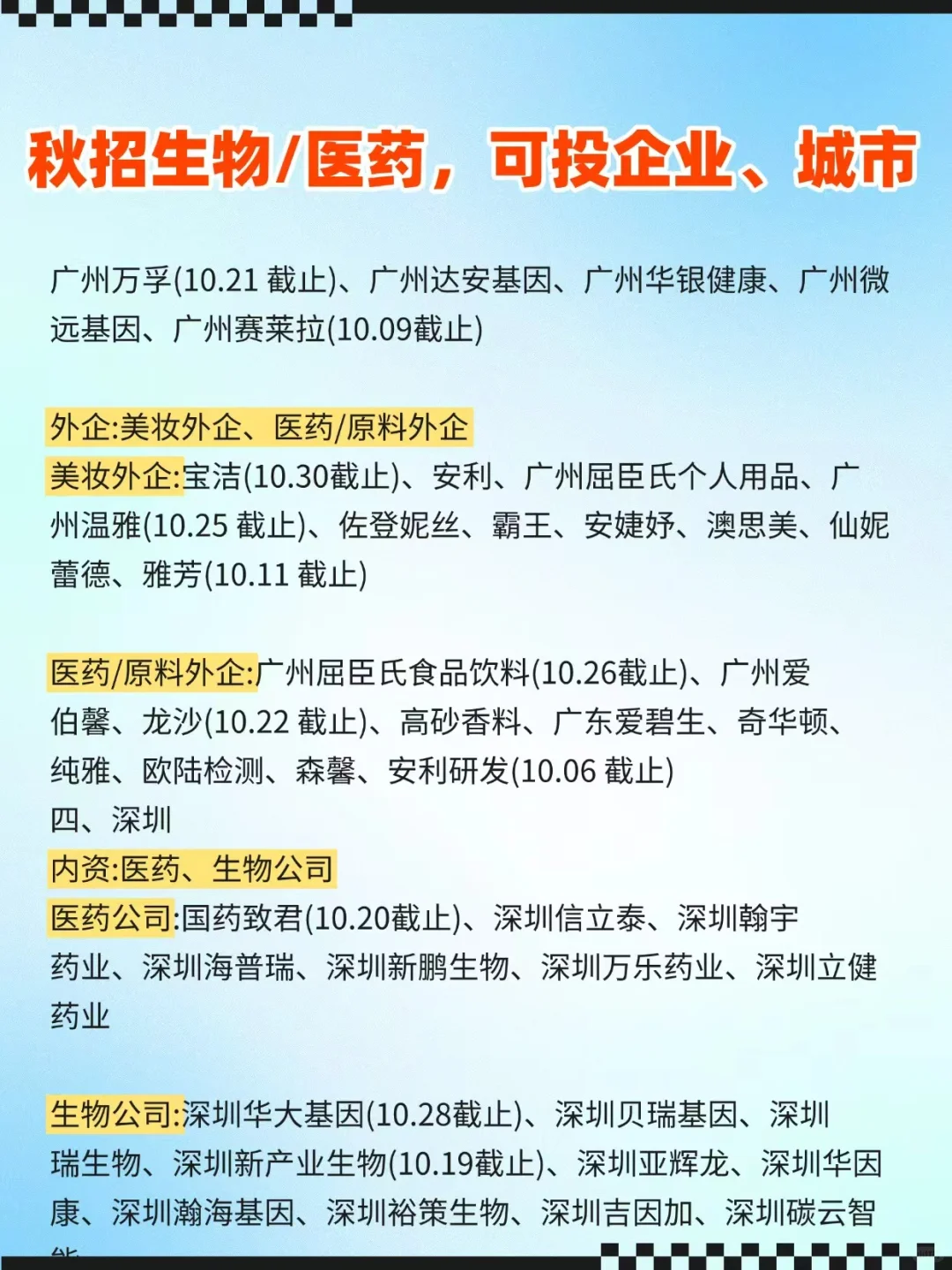看这秋招别焦虑啦！生物/医药专业可投公司