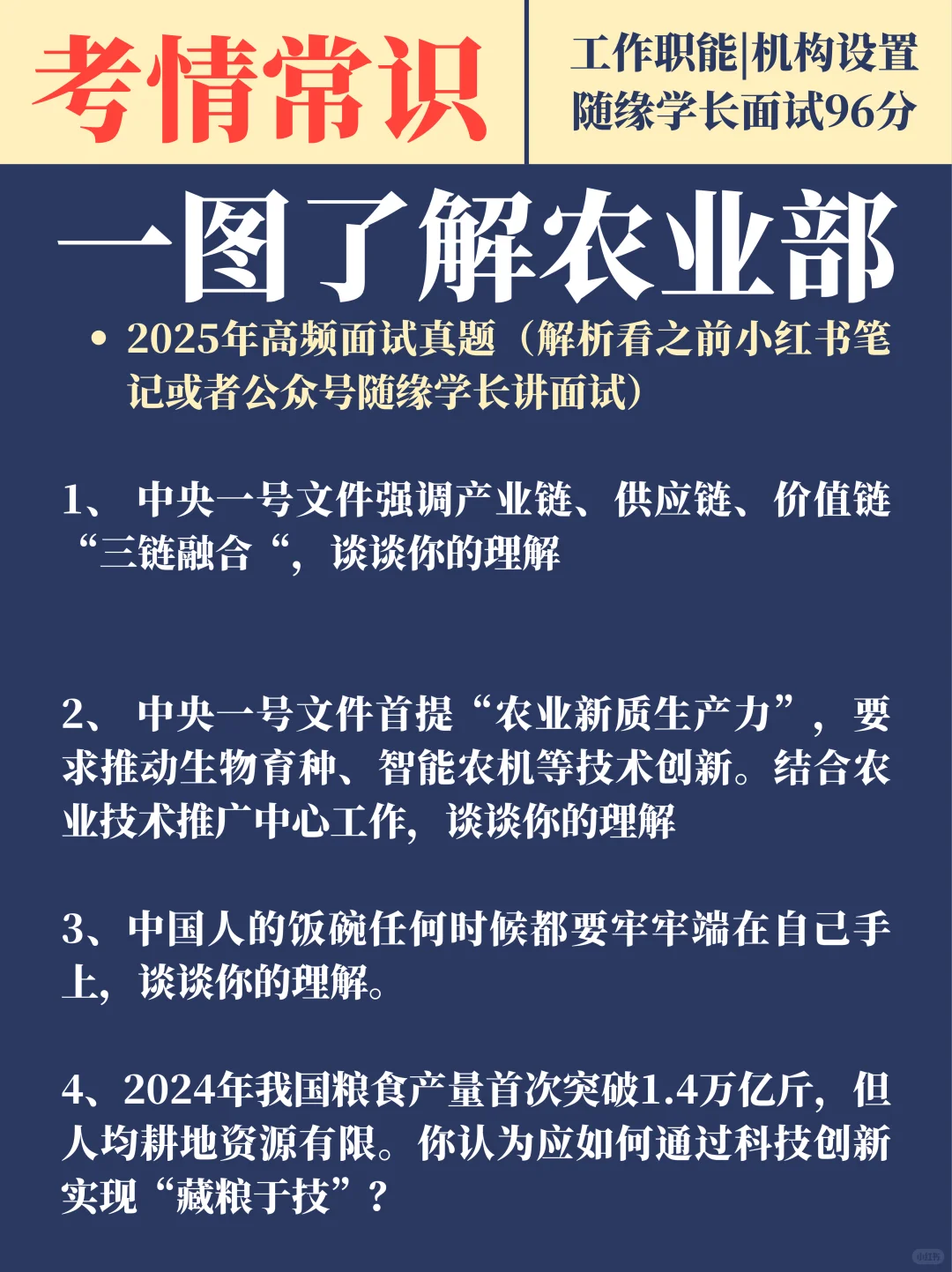 一图备考农业部面试（职能、机构、面试真题