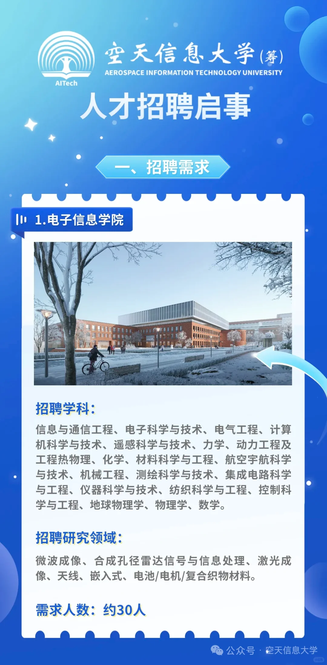 好机会！空天信息大学（筹）人才招聘启事