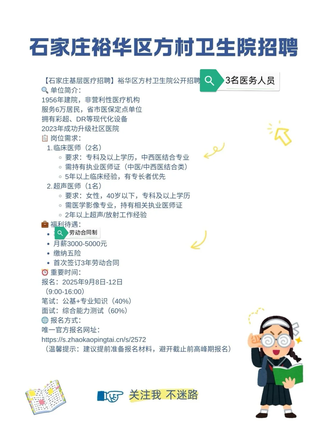 石家庄市裕华区方村卫生院招聘