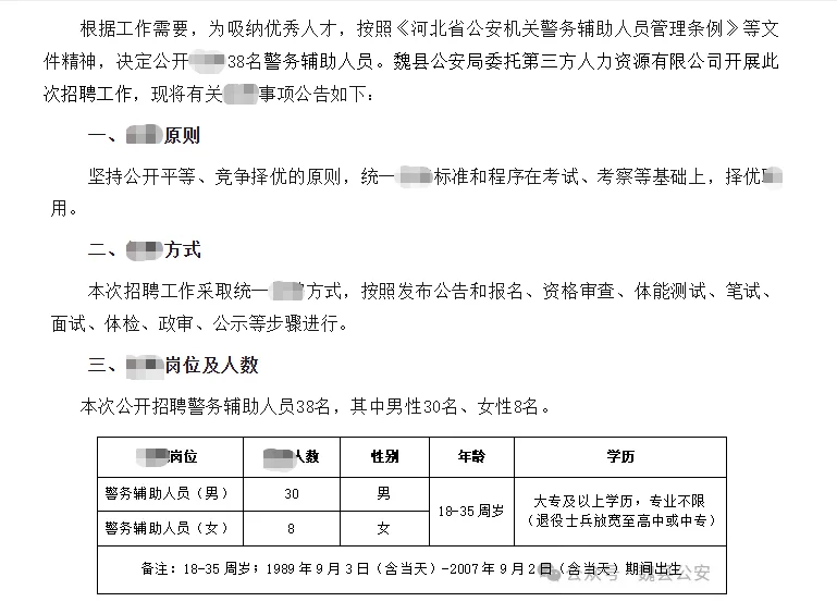 辅警✘2，邯郸又又又出公告啦，五险一金