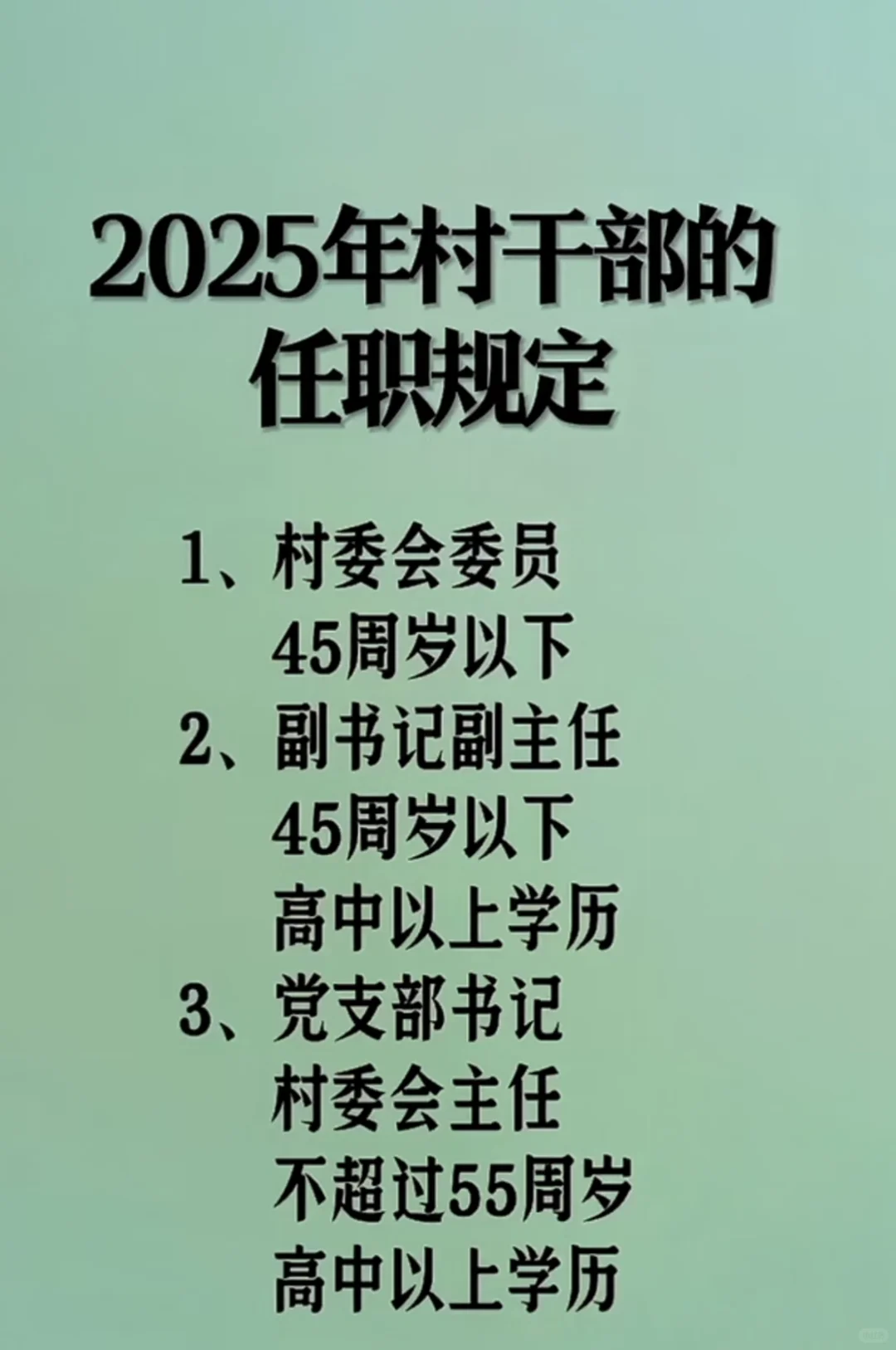2025年村干的任职规定