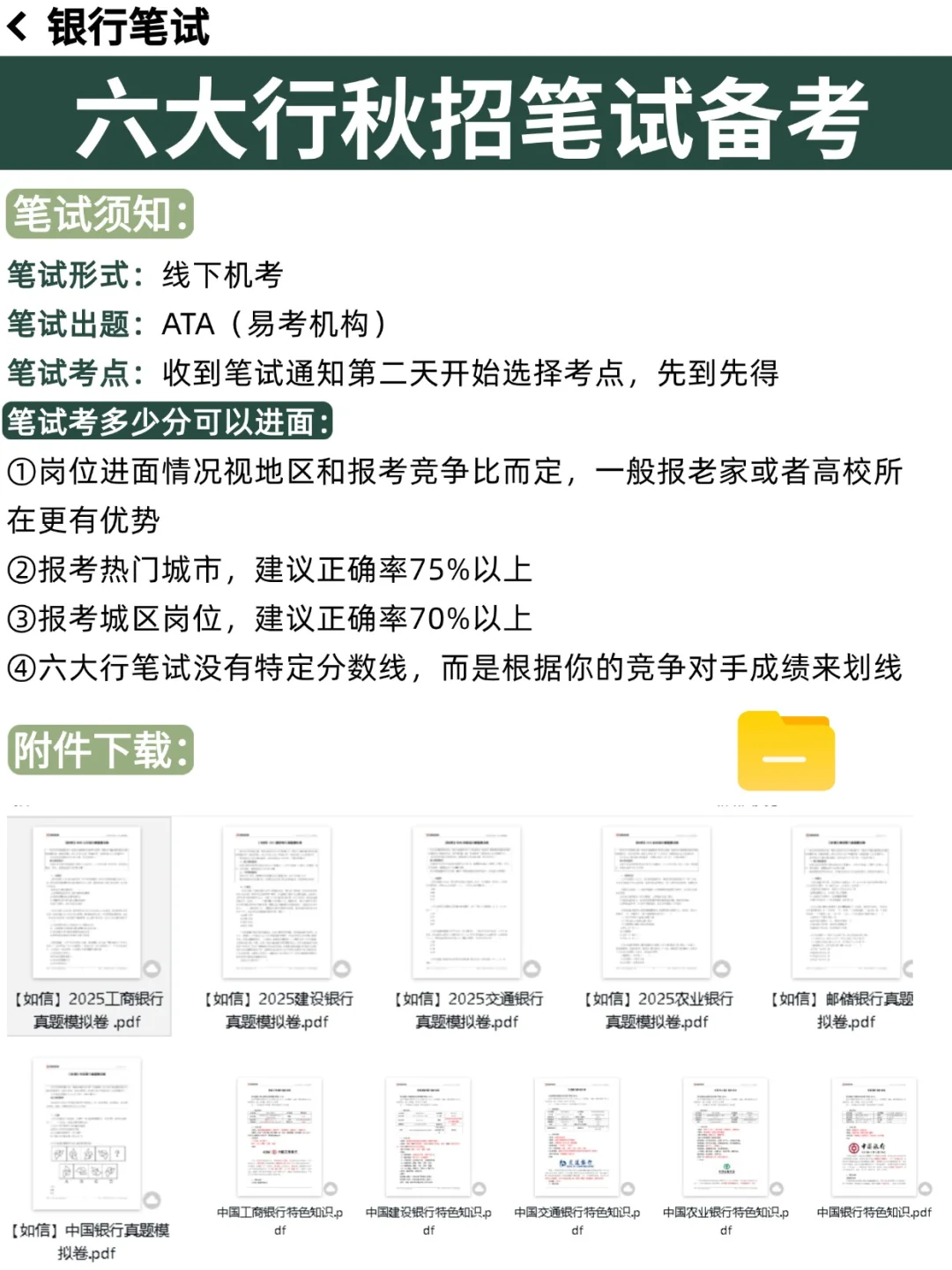 定了❗六大行笔试时间已定🔥笔试备考攻略