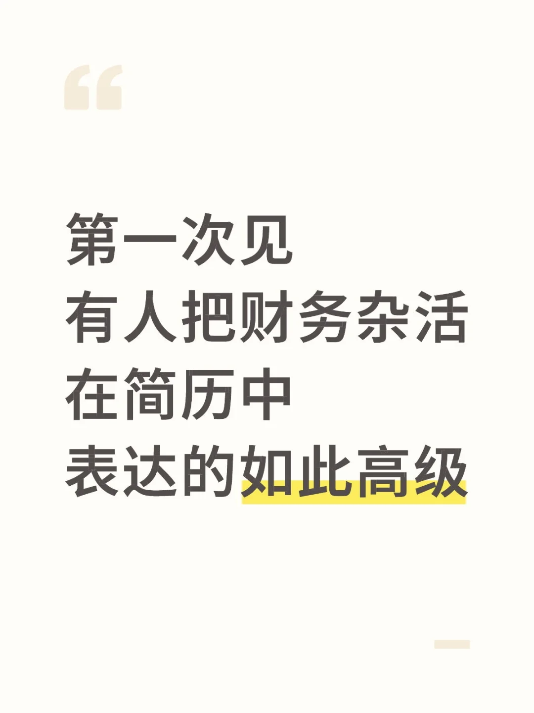 第一次见有人把财务杂活在简历中表达的如此