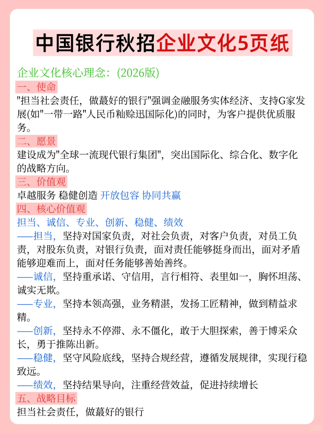 周六中国银行招聘10月考期第一轮押题已出！