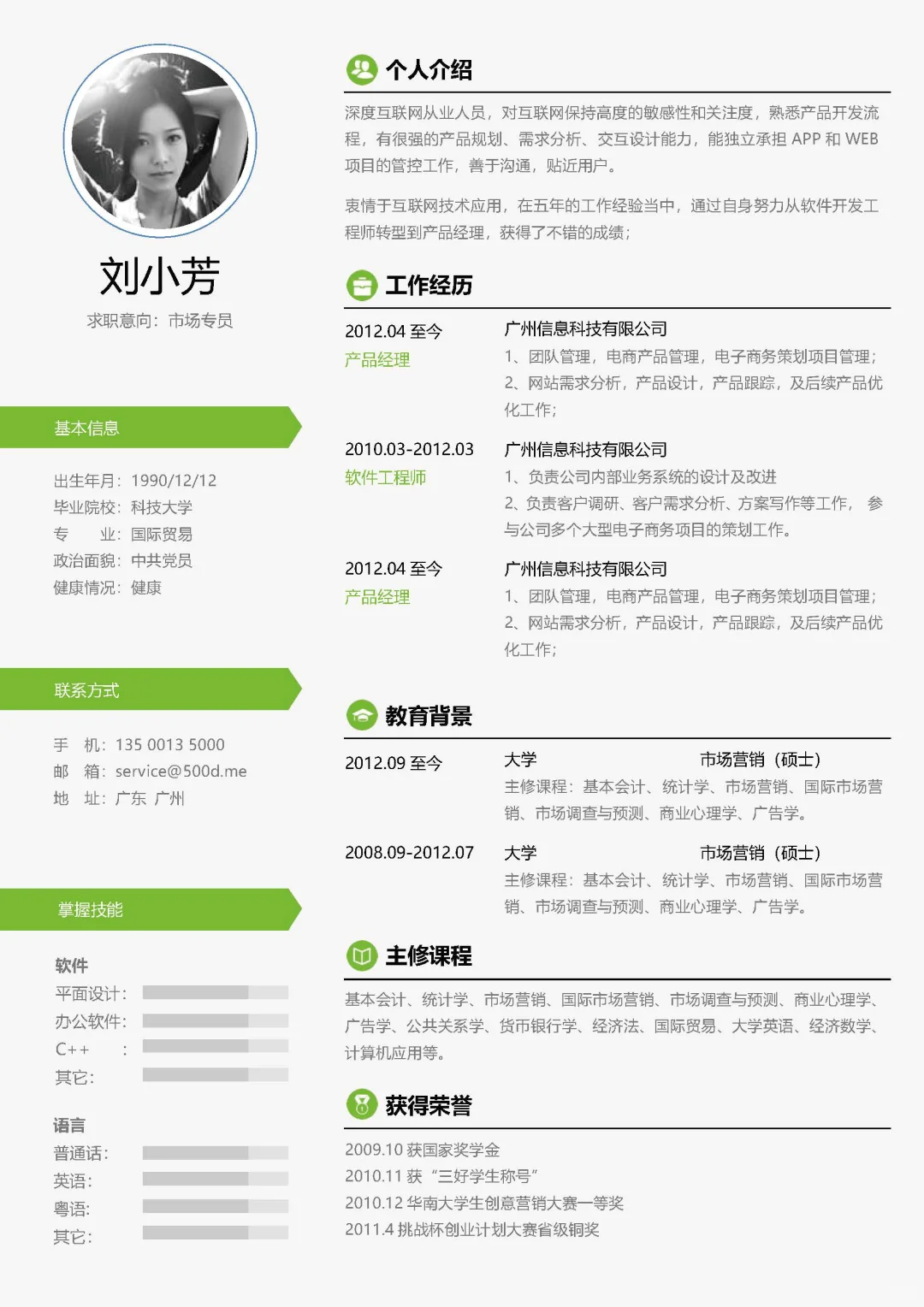 个人简历/大学生简历/求职简历模板分享