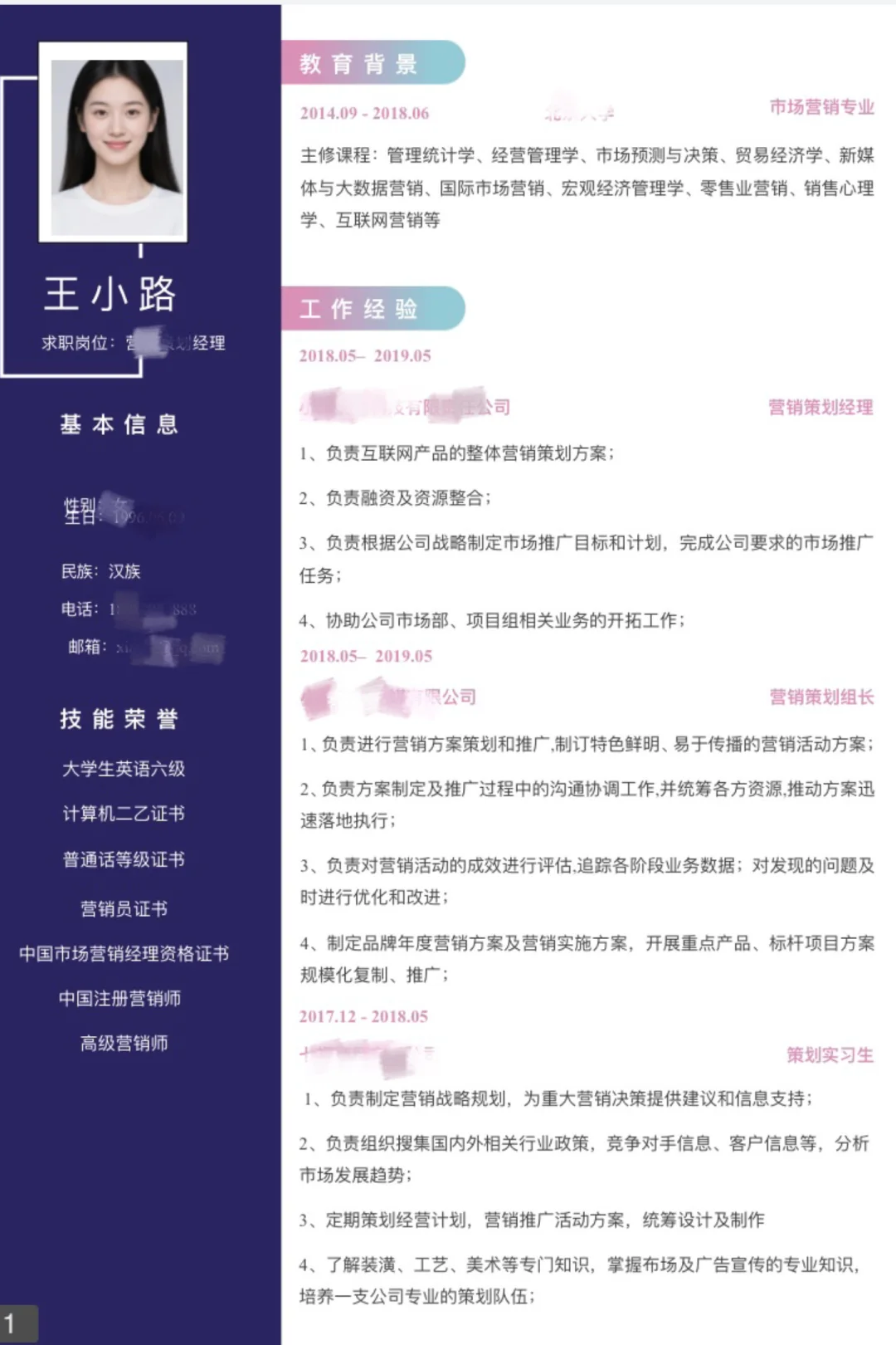 个人简历模版free分享～需要的来～