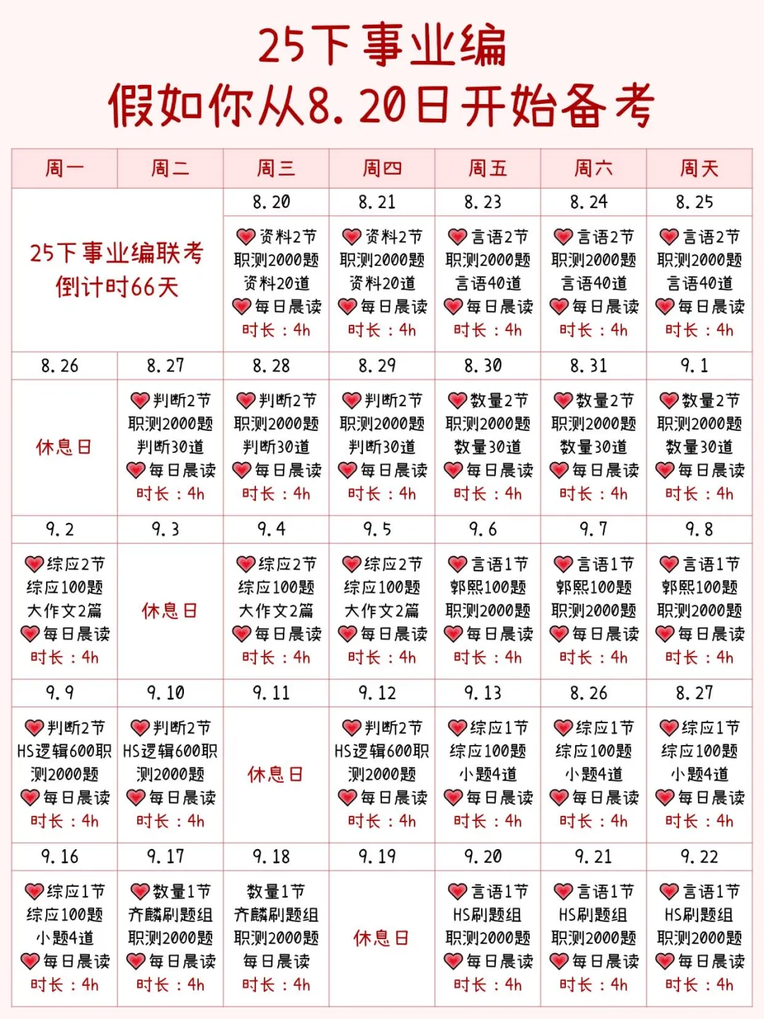 25下事业编，假如你从8.20开始准备！