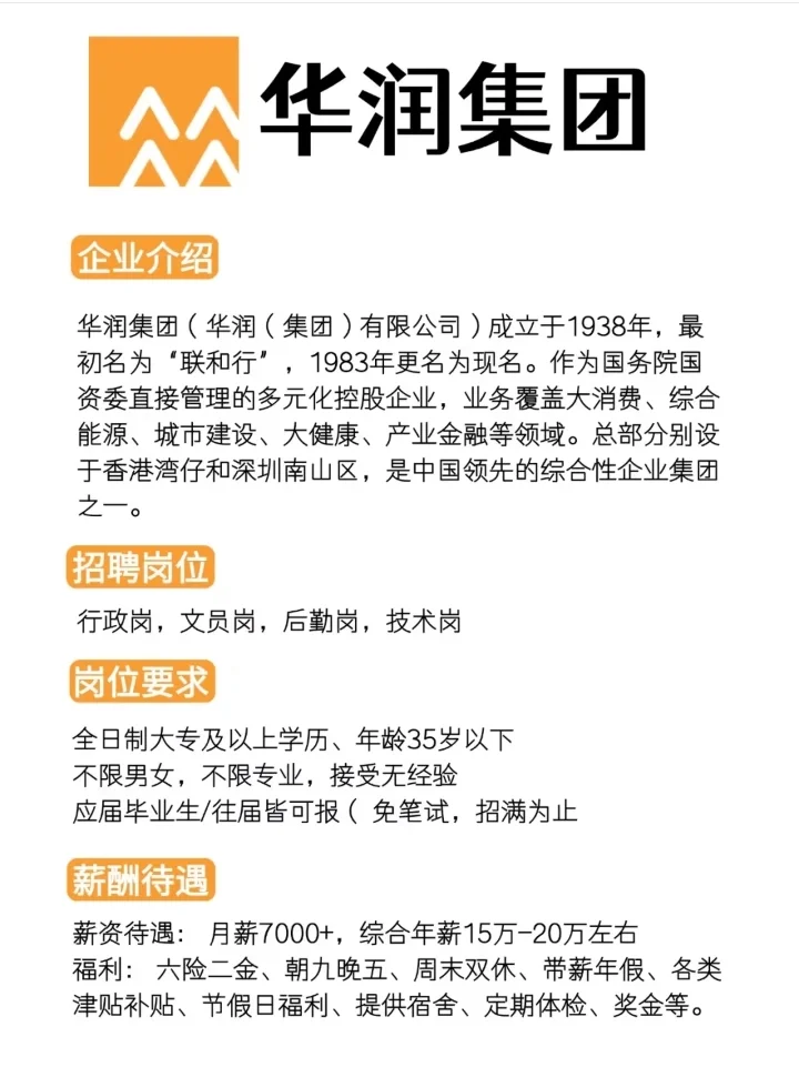 华润集团捞人了！速来！