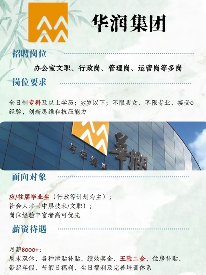 华润集团秋招，月8000＋带薪年假