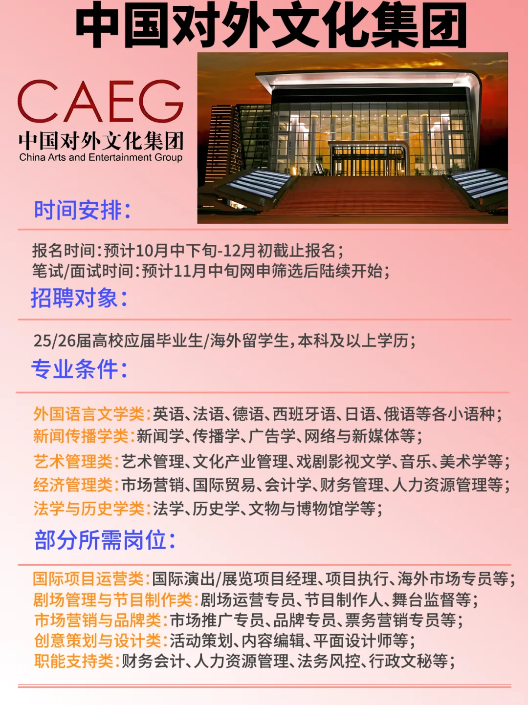 🌍中国对外文化集团捞人了！！