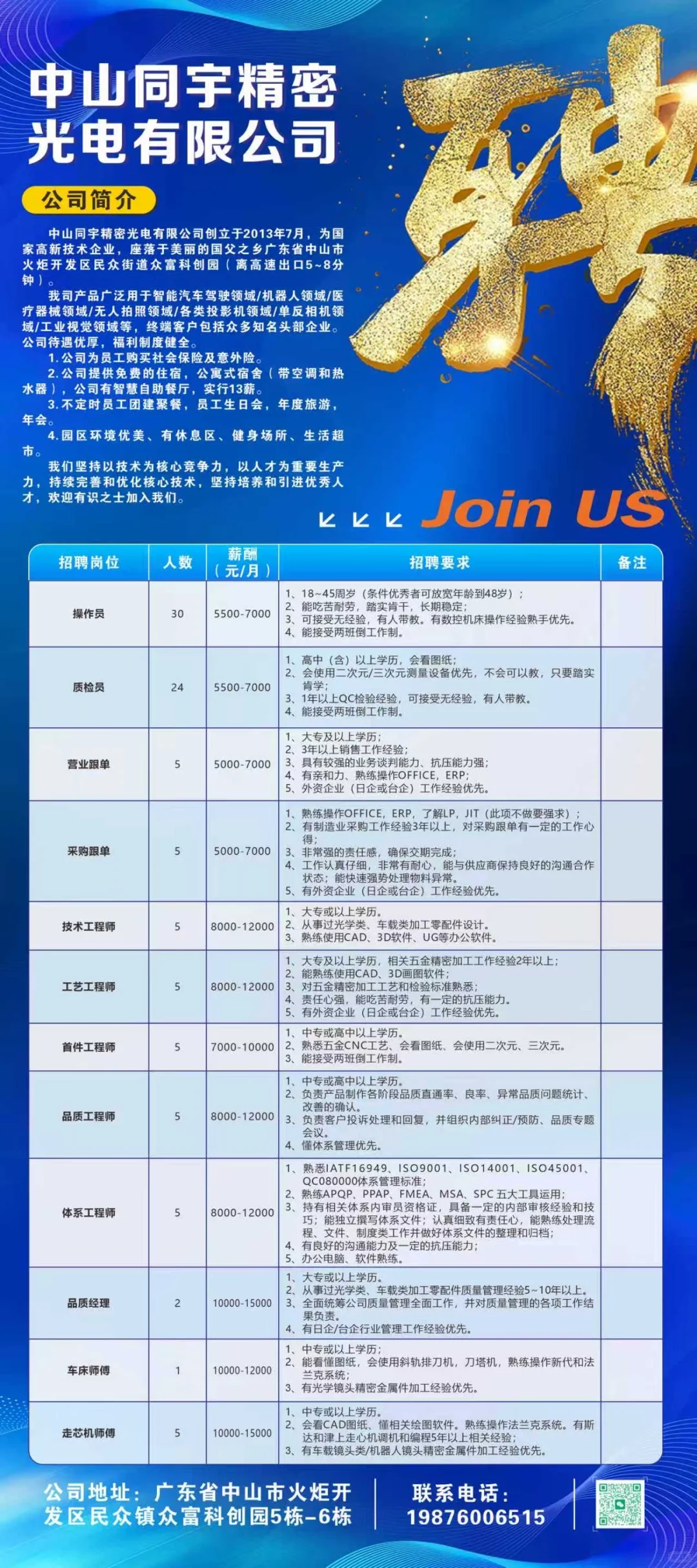 中山民众企业直招