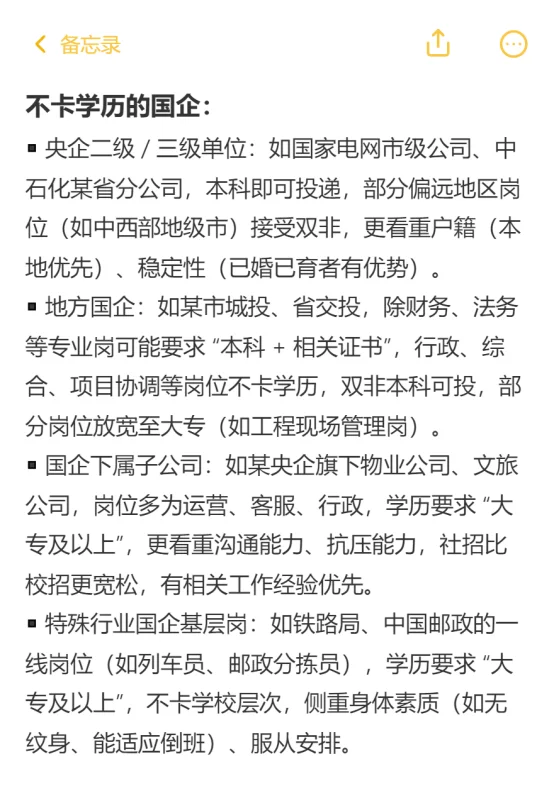 真心奉劝三无应届生都去投不卡学历的国企