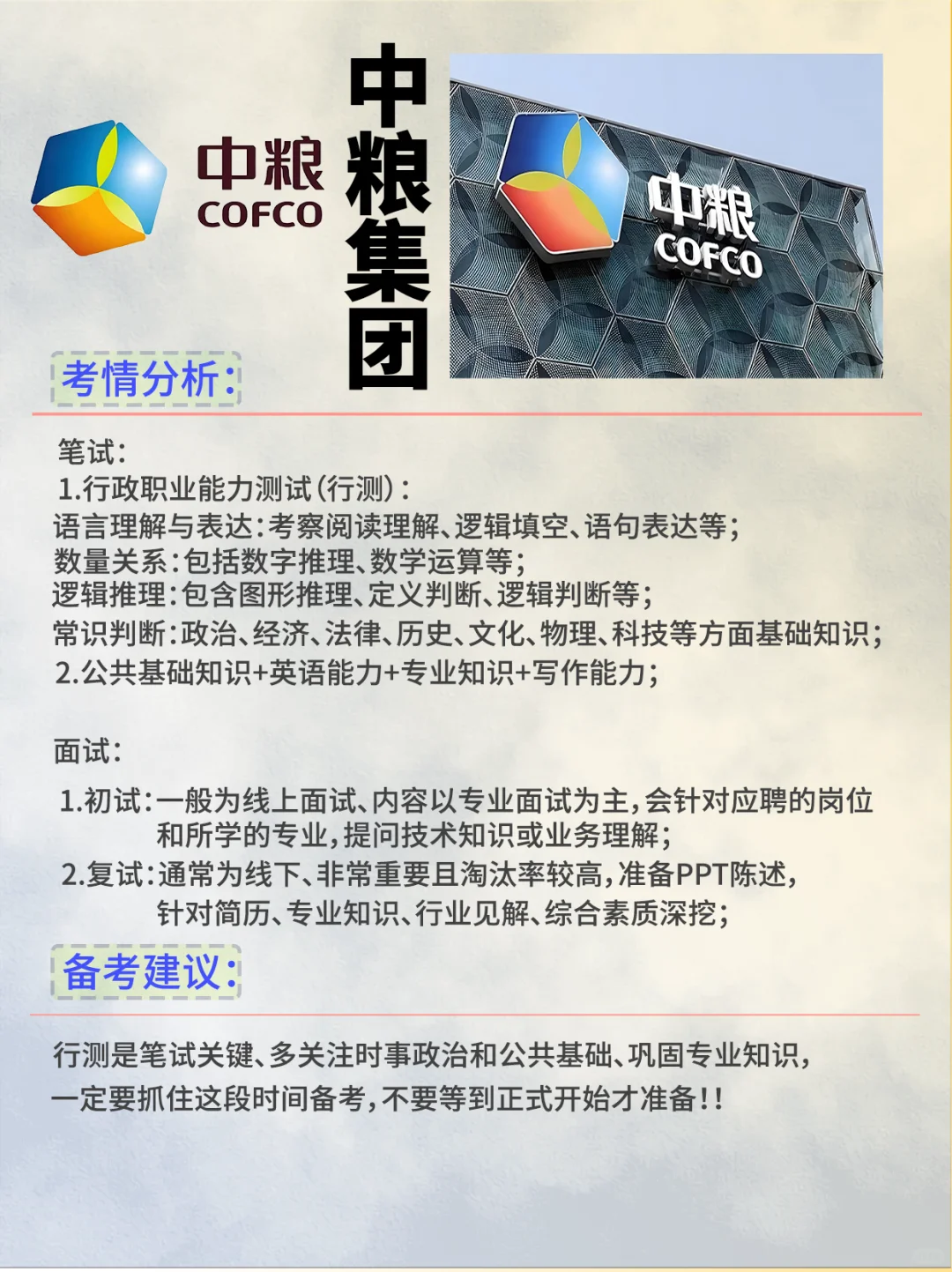 📢中粮集团校招！！考情分析来了！！
