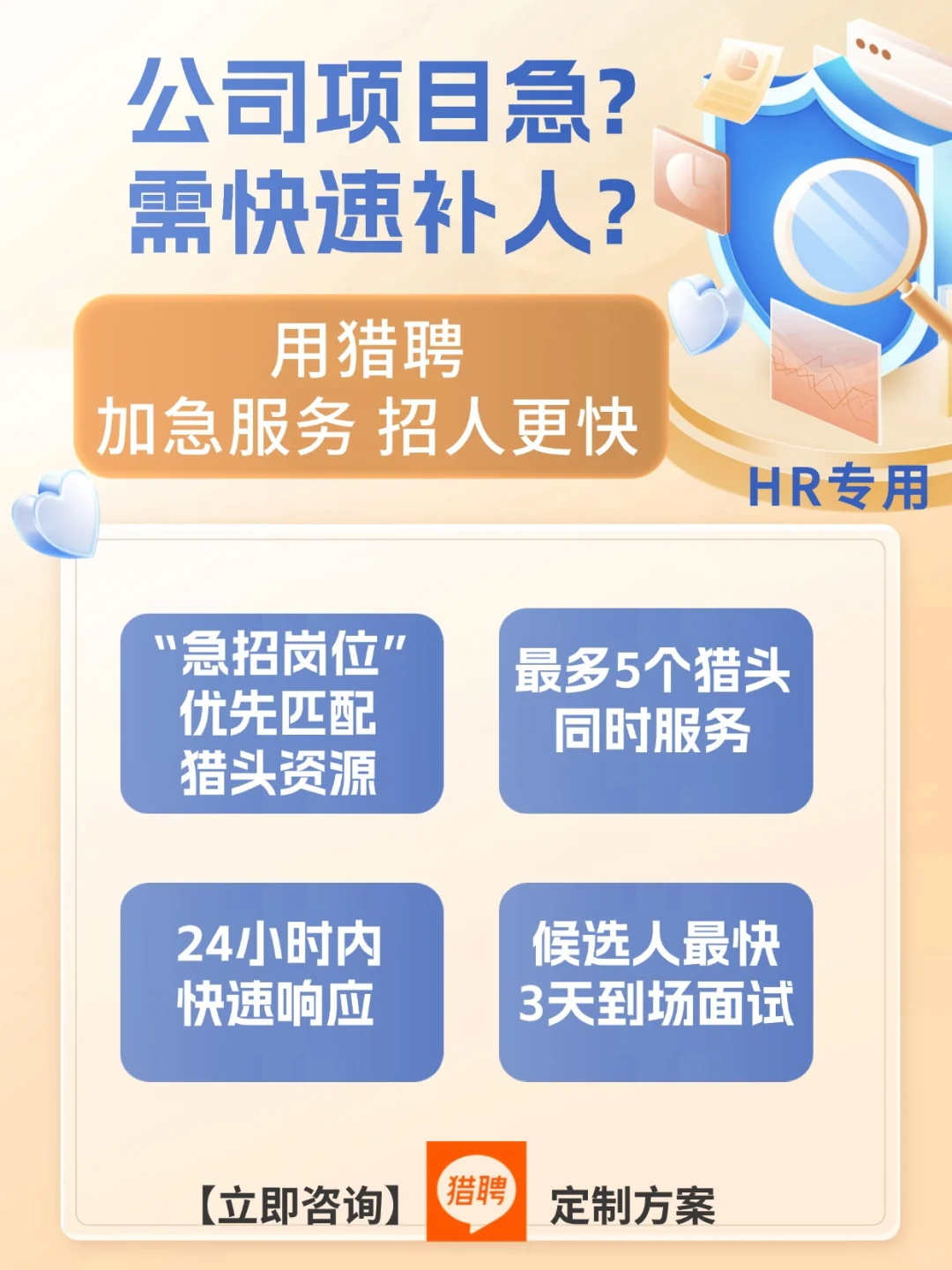 岗位急缺人？猎聘加急服务，3天到位不耽误