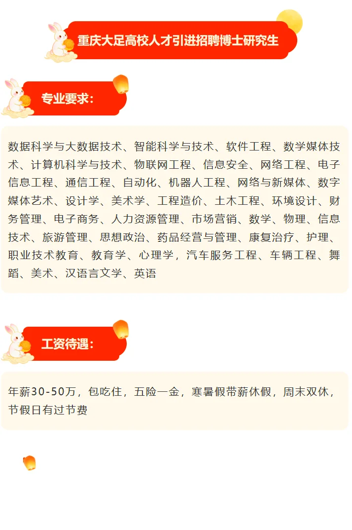 重庆大足高校人才引进招聘博士研究生