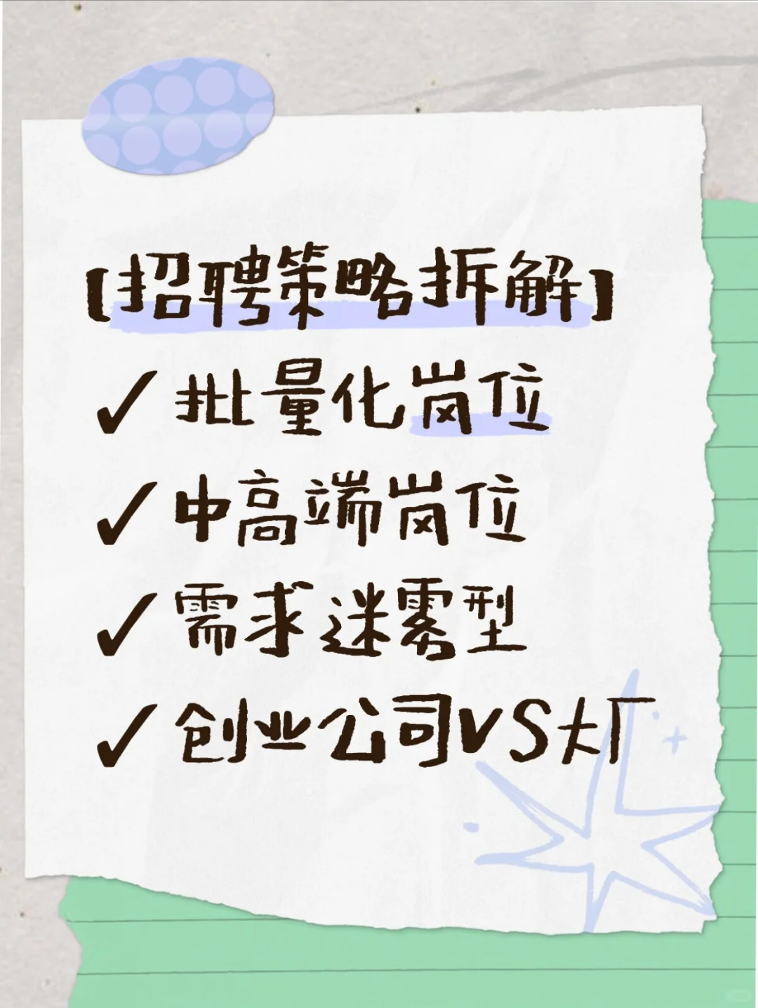不同类型/层级/企业阶段岗位的招聘策略