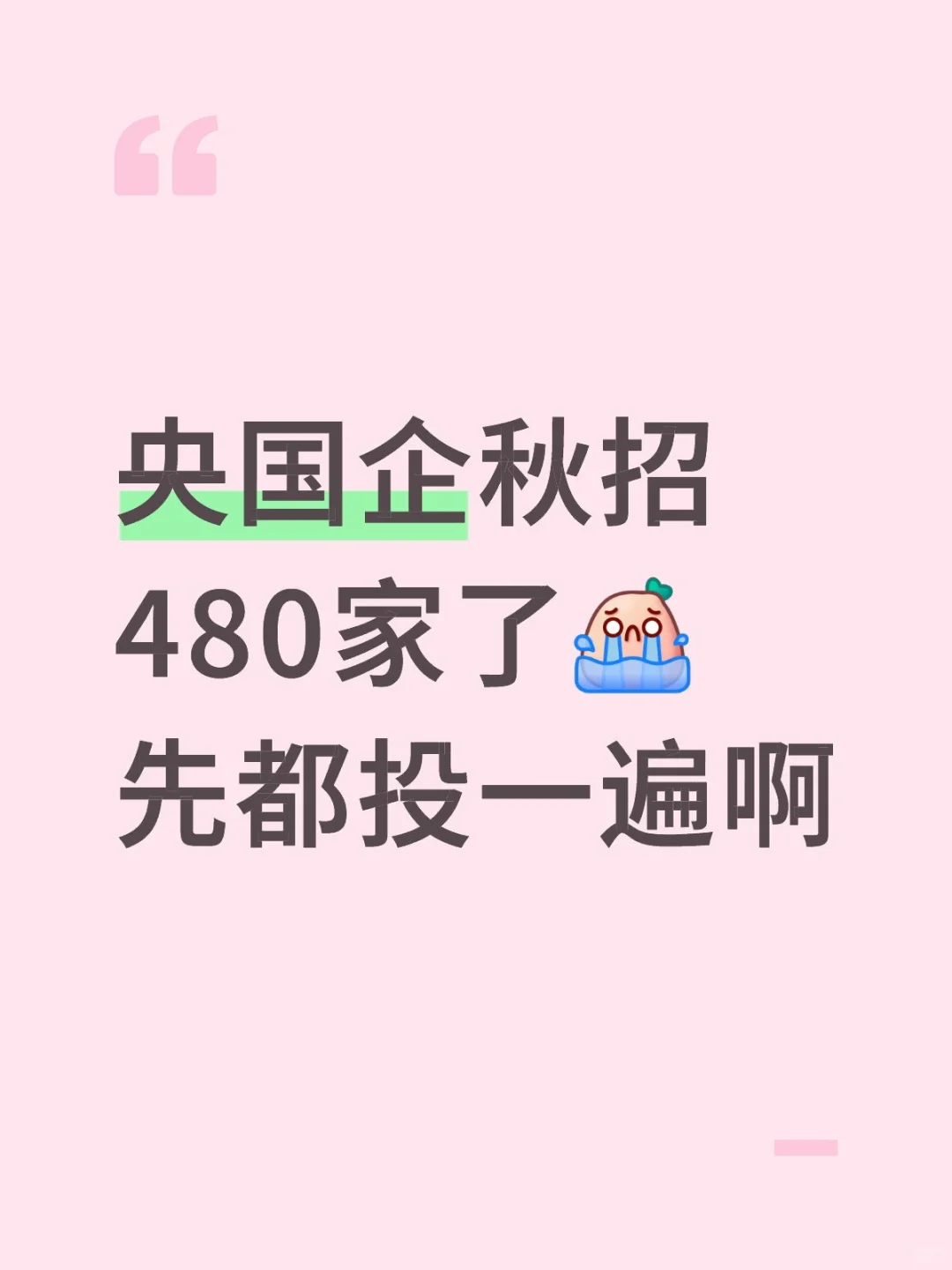 央国企秋招480家了先都投一遍啊