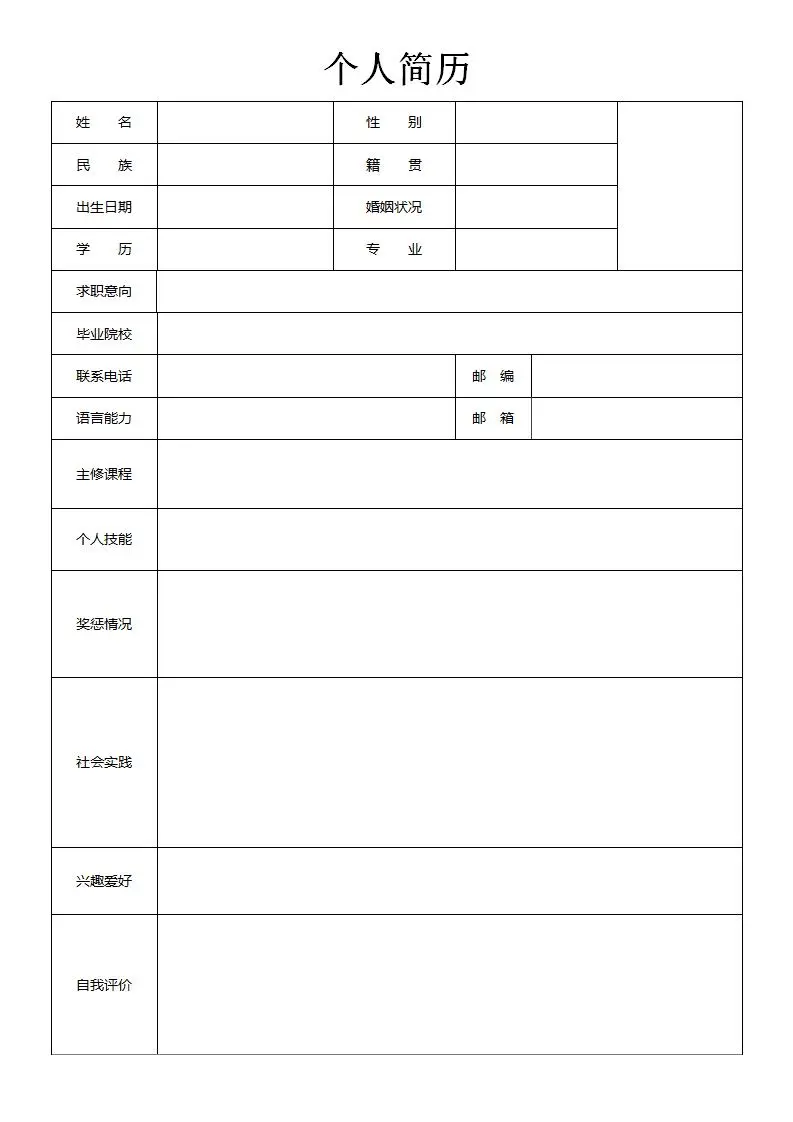 个人简历模板，通用版～