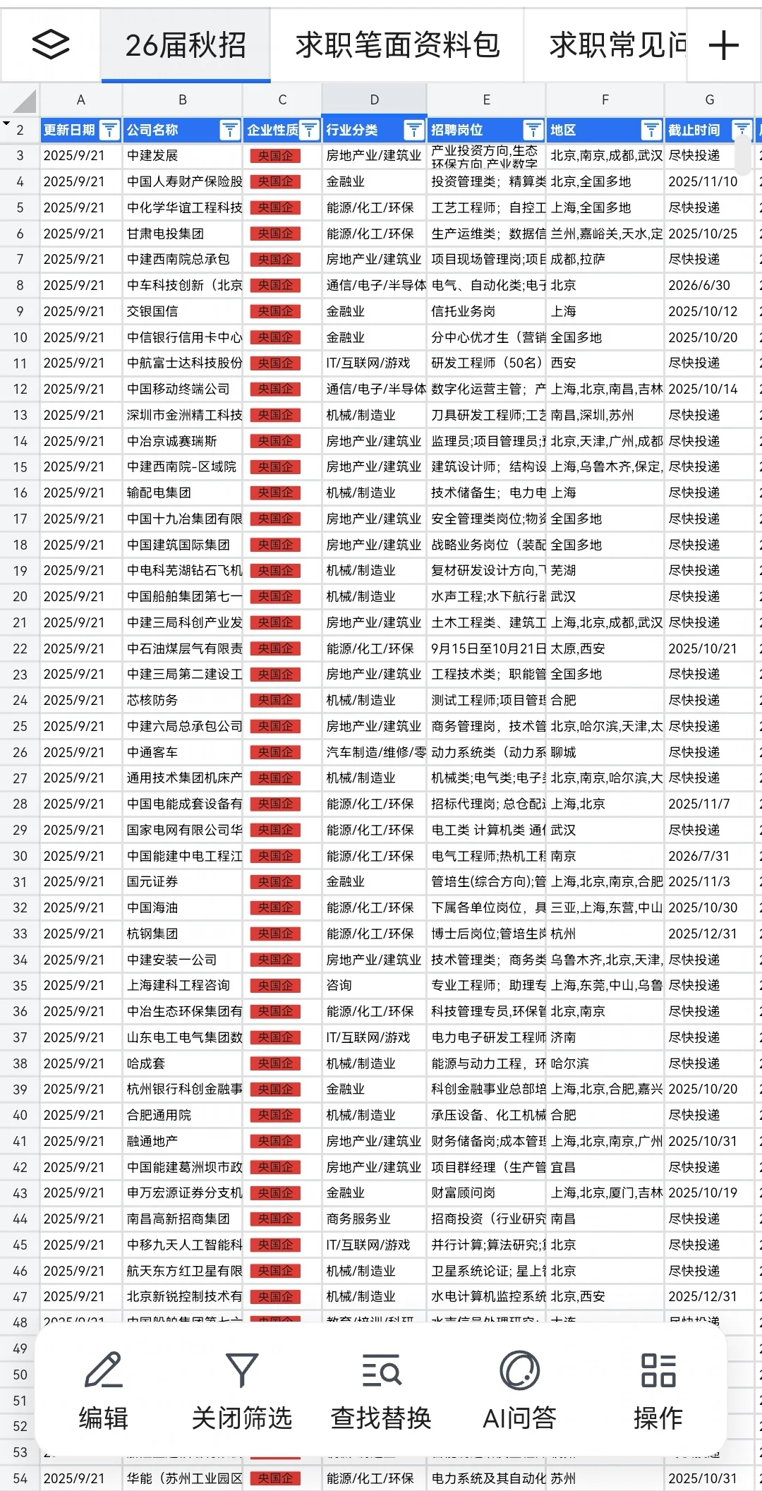 9.23央国企2026秋招突然大批开了