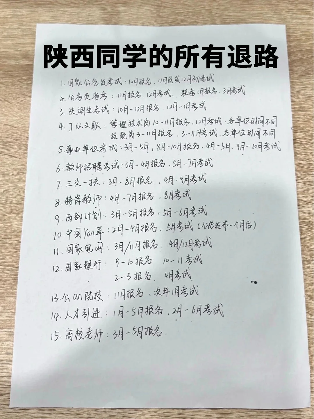 陕西同学的所有退路！！