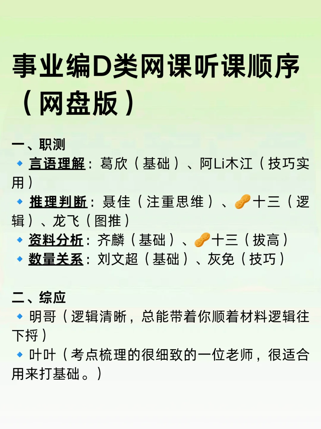 事业编D类网课听课顺序（自学版）绝了❗