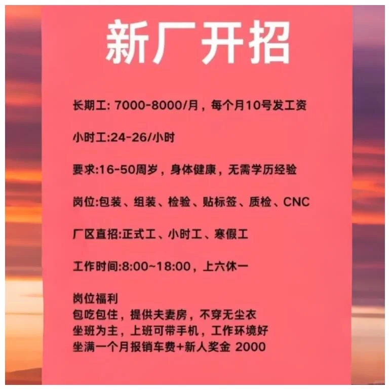 新厂急招人才，机会不容错过
