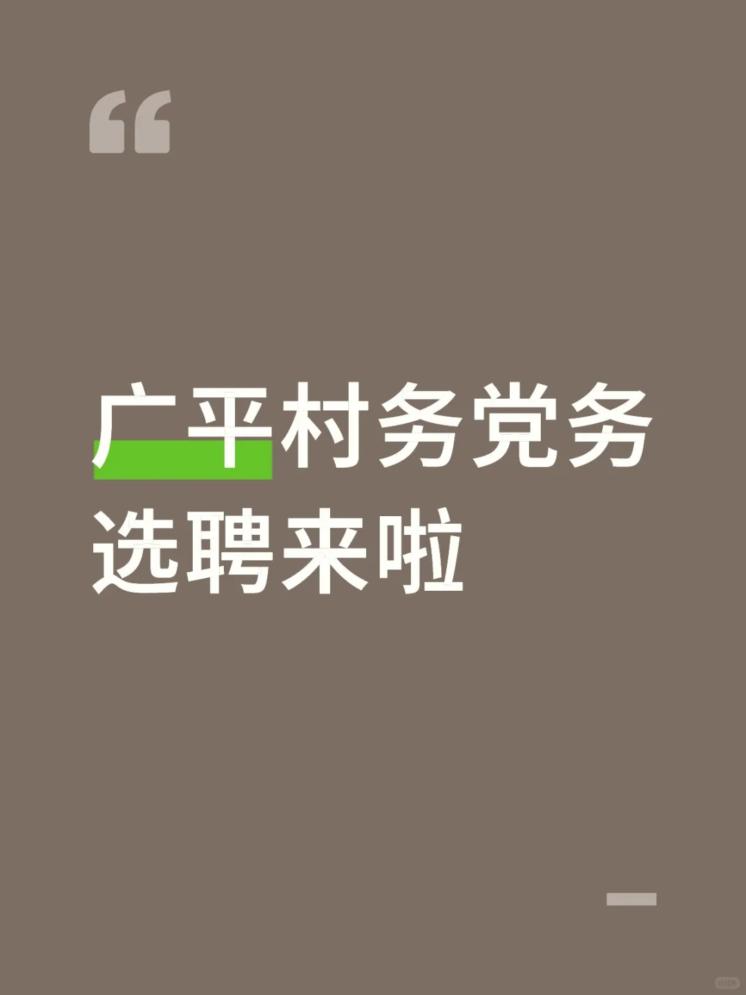 广平村务党务选聘