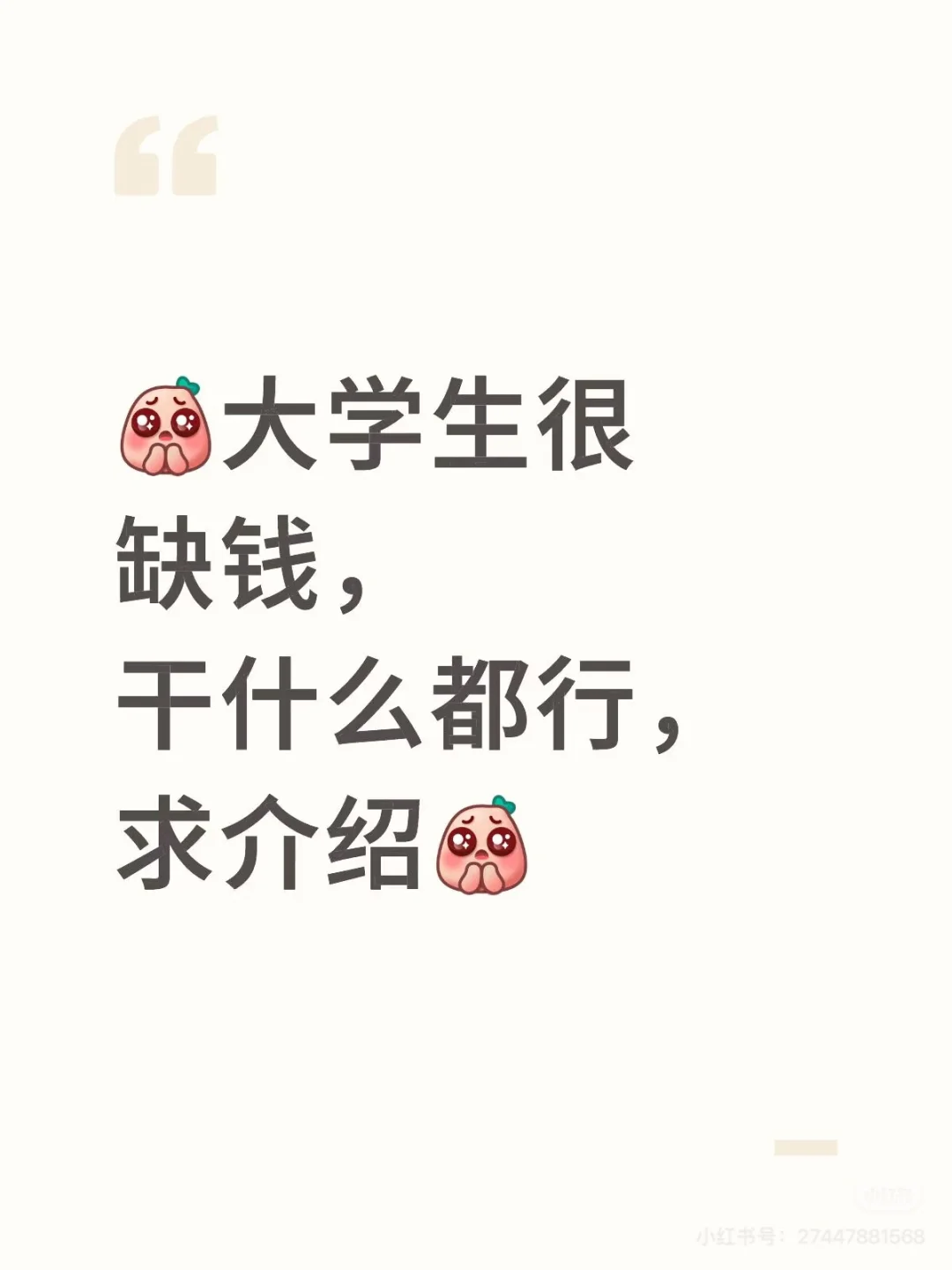 大学生找工作！希望未来一切都好！