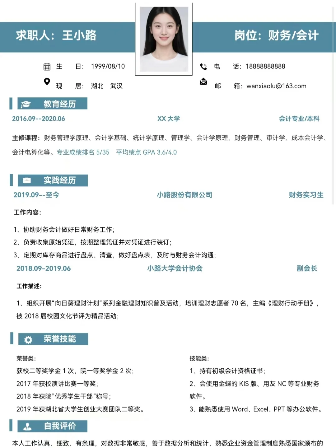 个人简历模板，no米