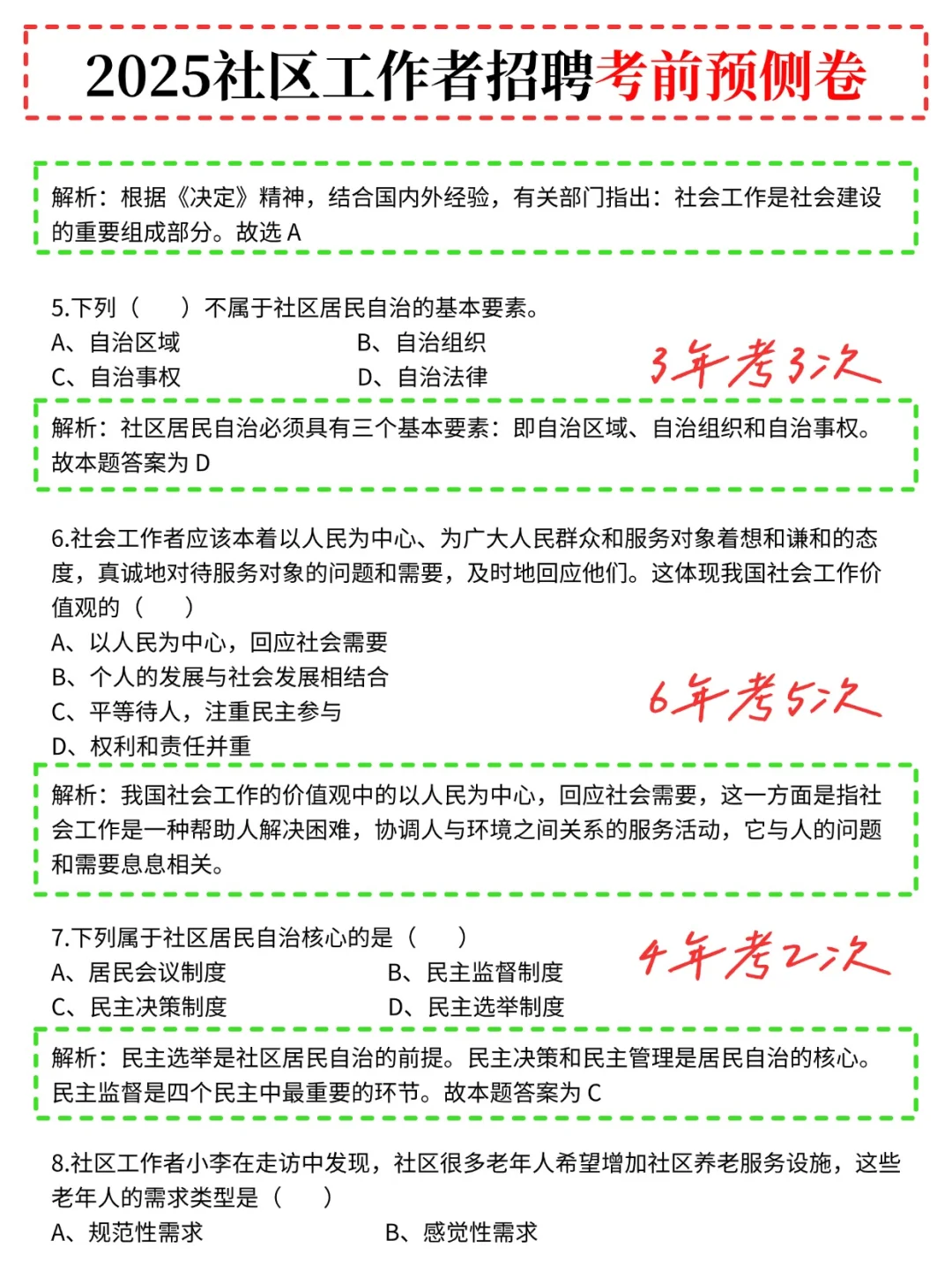 社区招聘考试去年压的挺准，今年继续!