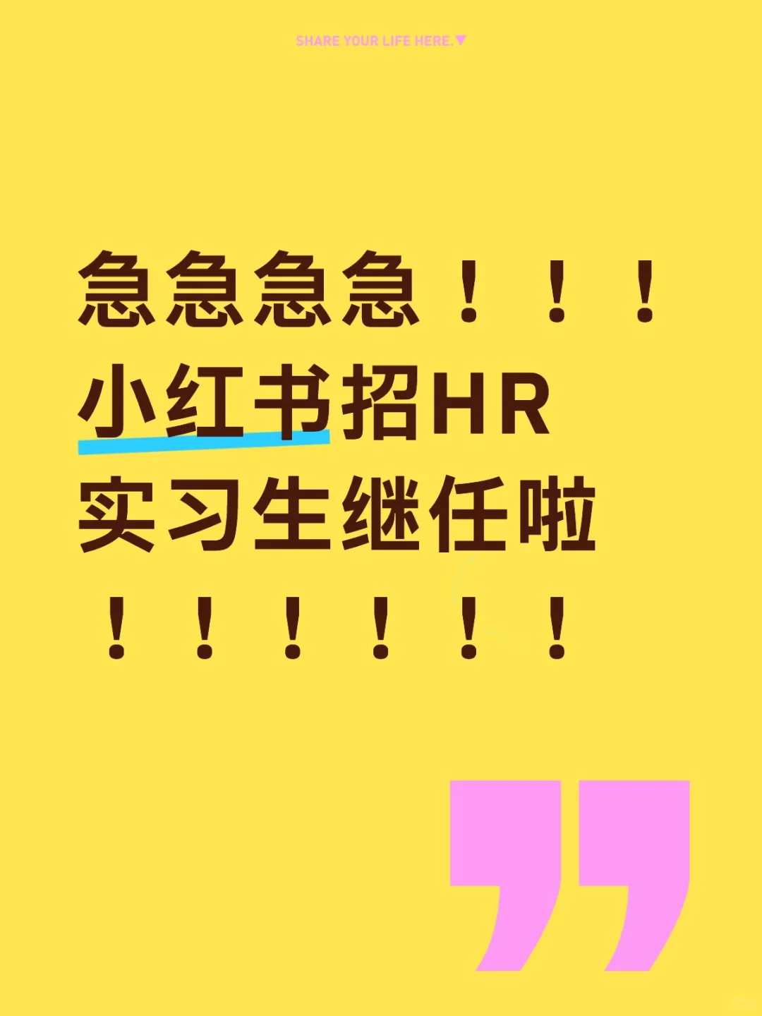 急急急急！！！小红书招HR实习生继任啦！！