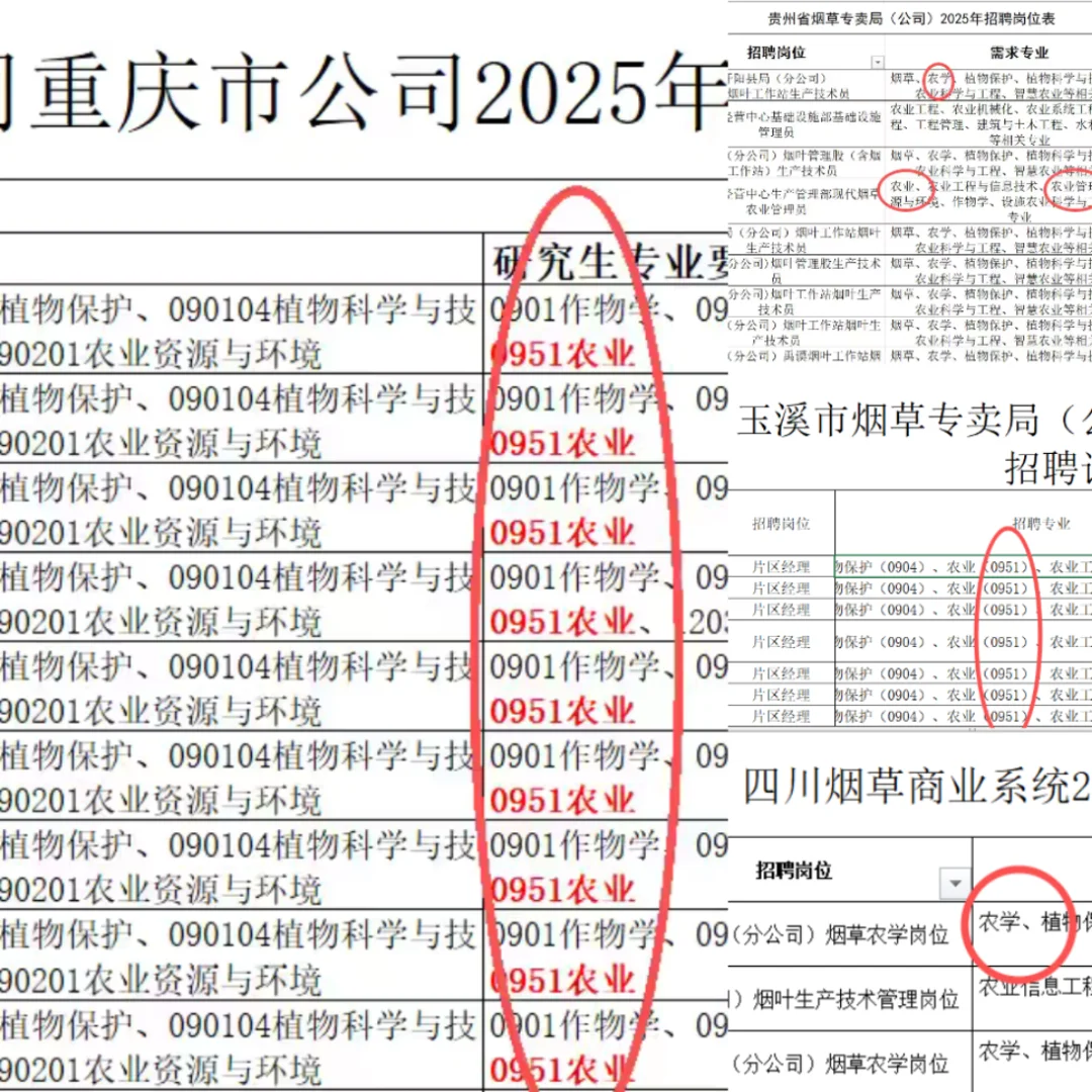 农业硕士就业之烟草