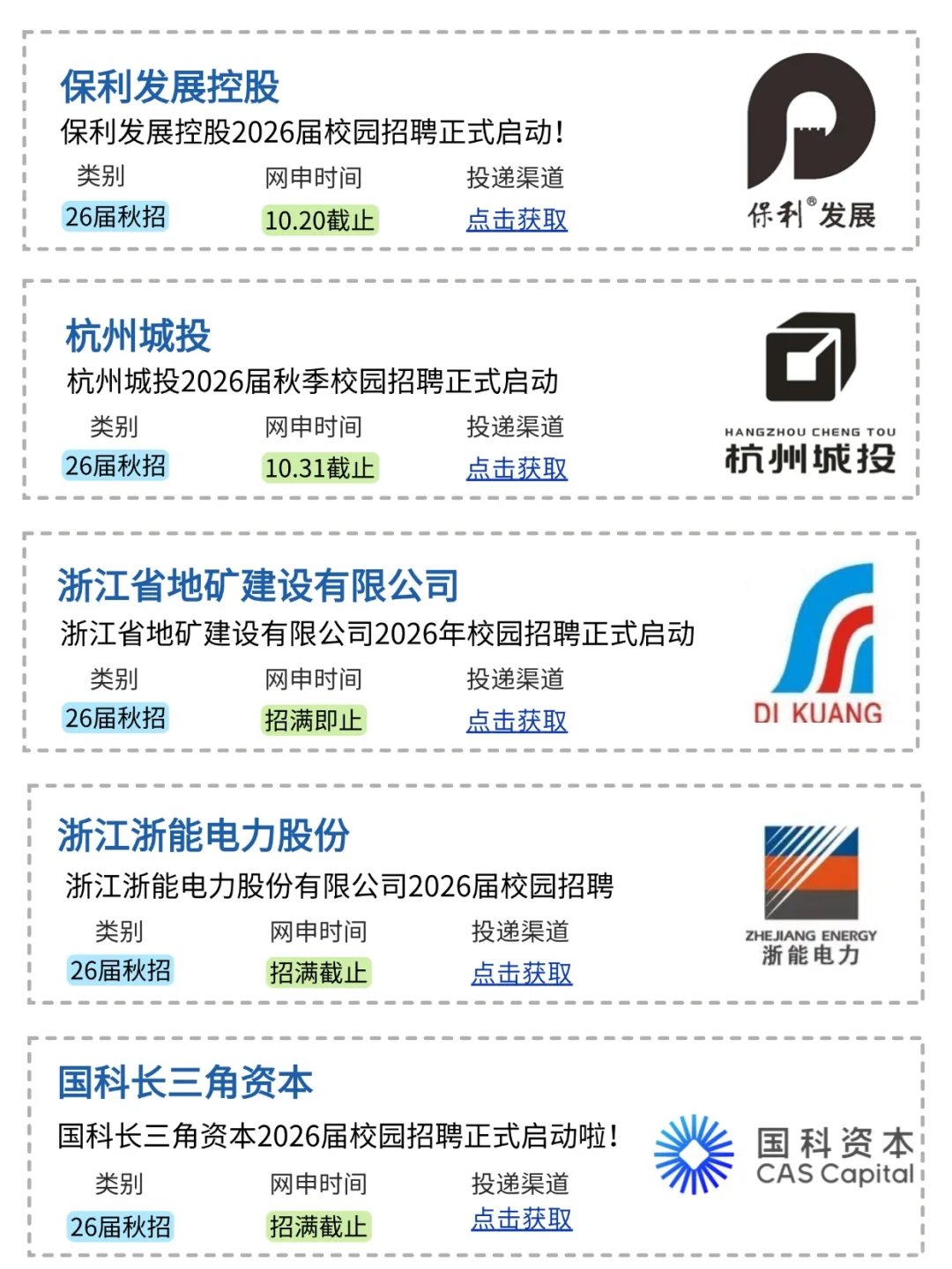 决定了，国企先把这些浙江26秋招投了😋